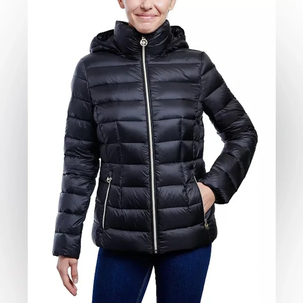 Michael Kors Women's Hooded Packable Down Shine Puffer Coat Size Small New_7